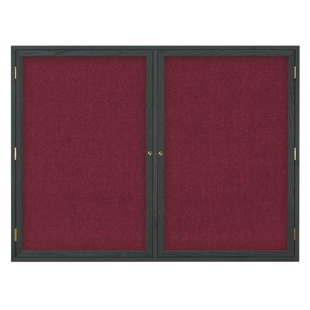 UNITED VISUAL PRODUCTS Double Door Indoor Enclosed Easy Tack Bo UV303EZ-GREEN-SATIN